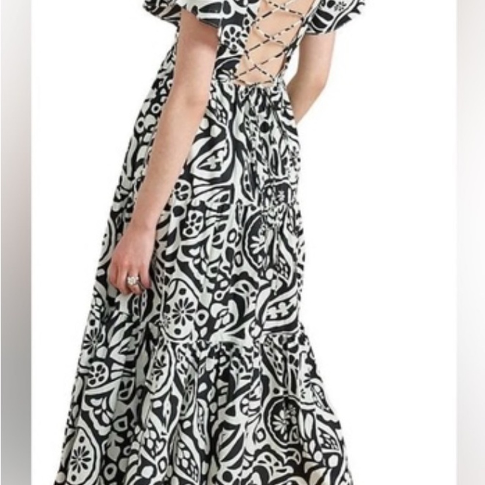 La Ligne Black and White Off the Shoulder Sundress